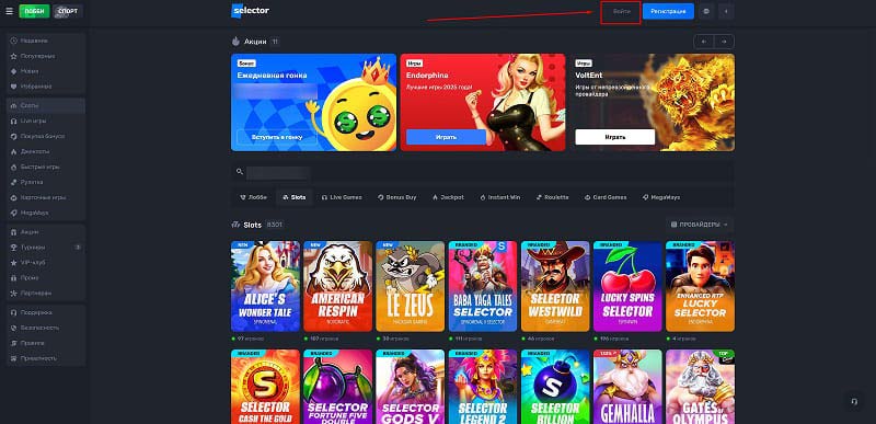 Вход на сайт